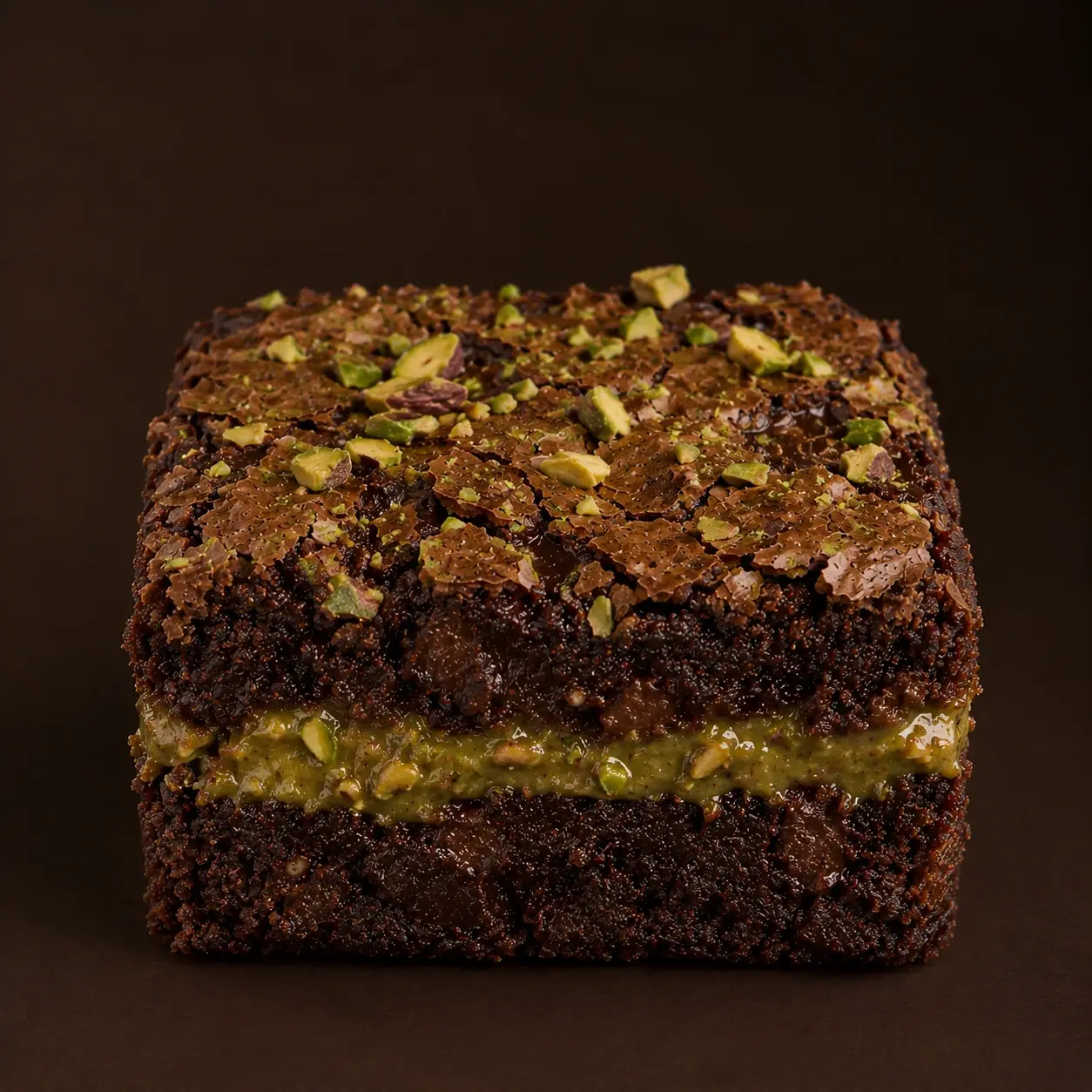 The Nutty Elite brownie with a pistachio filling and crushed pistachio on top