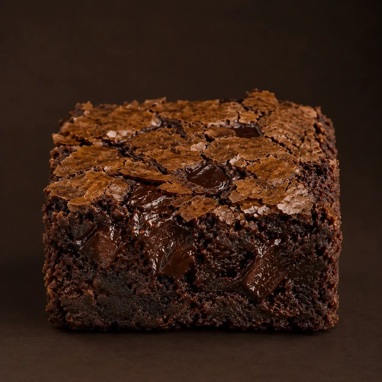 The Original Indulgence brownie with melted chocolate chunks and a crackled top